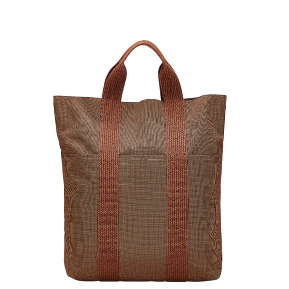 Hermès Air Line Cabas Tote Bag Handbag Brown Canvas Women's HERMES - Picture 1 of 11